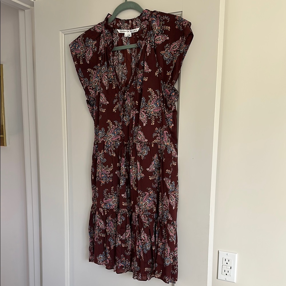 Veronica Beard Red Flutter Sleeve Midi Sundress